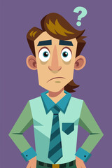 Young puzzled, doubtful, confused man thinking, trying to find solution, worried expression on his face, concept - Sorry, don't know how it happened. Copy space.