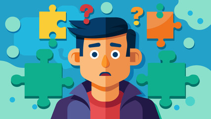 Young puzzled, doubtful, confused man thinking, trying to find solution, worried expression on his face, concept - Sorry, don't know how it happened. Copy space.