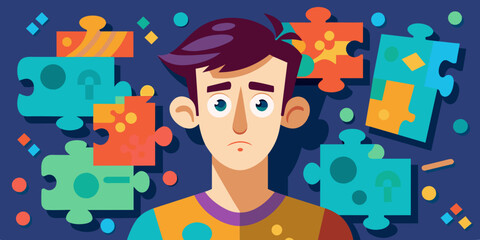 Young puzzled, doubtful, confused man thinking, trying to find solution, worried expression on his face, concept - Sorry, don't know how it happened. Copy space.