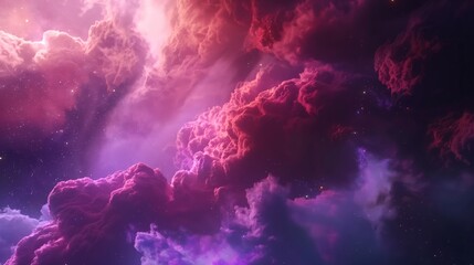 Fototapeta na wymiar Vibrant pink and purple nebula clouds in a starry space setting, invoking a sense of wonder.