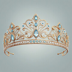 a bridal tiara in watercolor style isolated on a transparent background,   colorful background