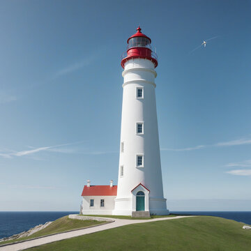 lighthouse isolated on a transparent background,  colorful background 