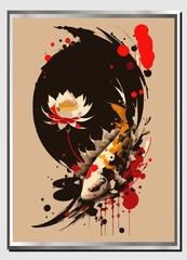 Premium Vector Illustration | Painting of koi carps, animals full of luck, symbols of harmony of life with nature