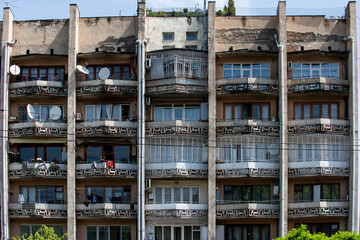 Apartment building complex in the Old Town district of Tbilisi, capital of the Republic of Georgia.