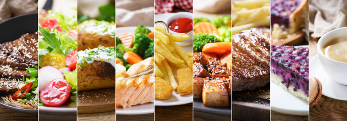 collage of assortment meals and drinks - 767909702