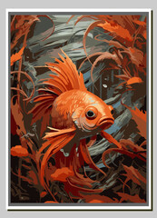 Premium Vector Illustration | Painting of koi carps, animals full of luck, symbols of harmony of life with nature