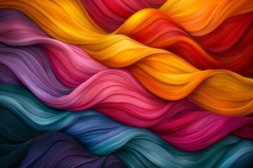 Vibrant Abstract Color Waves Background Artistic Texture for Creative Design, Digital Illustration of Flowing Ribbons