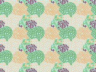 Seamless pattern made of some legumes groups: chickpeas, mung beans, beans, lentils, string beans. Vector illustration.