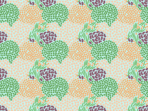 Seamless pattern made of some legumes groups: chickpeas, mung beans, beans, lentils, string beans. Vector illustration.