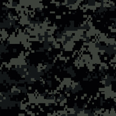 Pixelated black camouflage background. Seamless Tileable Pattern. Vector illustration.