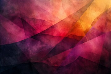 Abstract Colorful Geometric Shapes Background with a Vibrant Mosaic of Overlapping Triangles and Watercolor Texture - obrazy, fototapety, plakaty