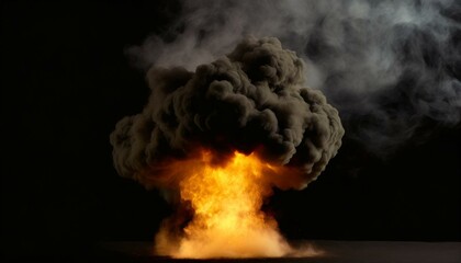 Raging Inferno: Massive Fireball and Thick Black Smoke - obrazy, fototapety, plakaty