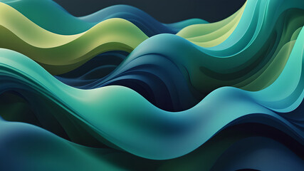 Obraz premium Modern colorful blue and green abstract soft 3D flow shapes. Liquid wave gradient background
