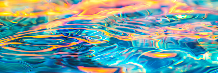 Bunte Wellen am Wasser in Regenbogen Farben 
