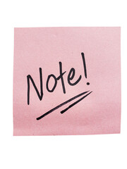 Note written on sticky note or papper