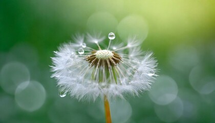 Soft Serenity: Dreamy Macro Shot Capturing the Delicate Beauty of Dew on a Dandelion Flower"
