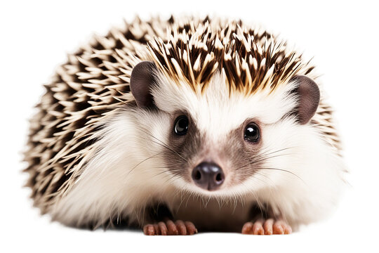 hedgehog erinaceus albiventris isolated background white action expression animal pet black body brown classification colours texture composition photo copy space cut cute eye front full general