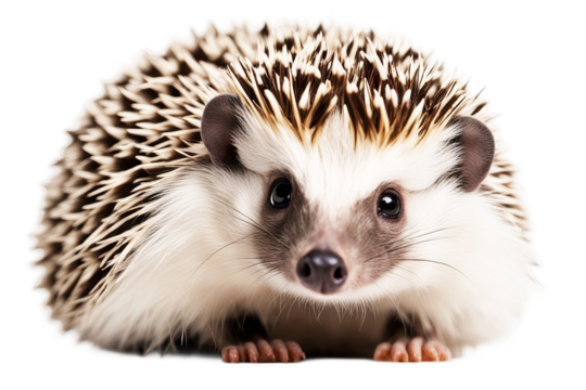 hedgehog erinaceus albiventris isolated background white action expression animal pet black body brown classification colours texture composition photo copy space cut cute eye front full general