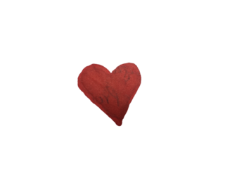 Red heart on paper torn isolated on white