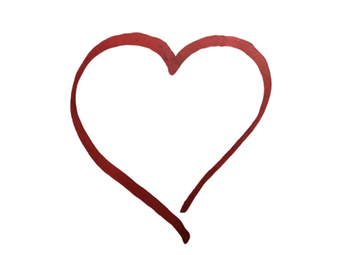 Outlined red heart isolated on white