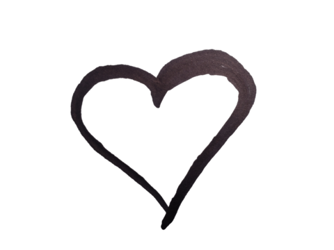 Black outlined heart isolated on white