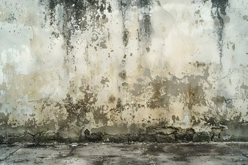 Health Hazard: Black Mold Growth on Wall from Water Damage After Flooding. Concept Health Hazard, Black Mold Growth, Water Damage, Flooding, Wall Contamination - obrazy, fototapety, plakaty