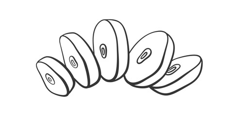 Vector outline chopped garlic. Cut garlic cloves illustration. Condiment and spicy ingredient for cooking.