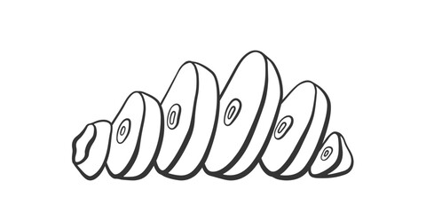 Vector outline chopped garlic. Cut garlic cloves illustration. Condiment and spicy ingredient for cooking.