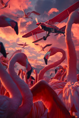 Skyward Flamingos: The Flight of Fancy
