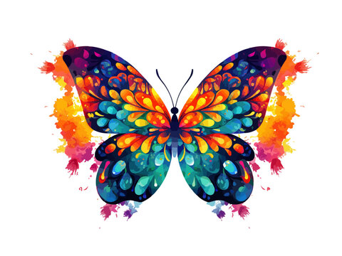 butterfly silhouette colorful design vector