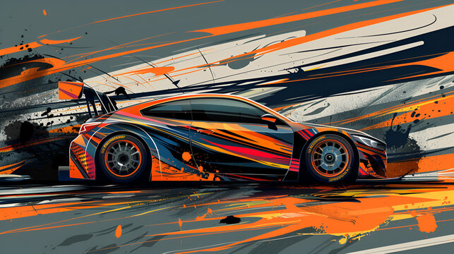 Car wrap design race livery vehicle vector Graphic design, generative Ai