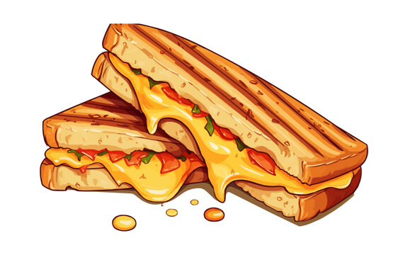 Cheese toasted sandwich vector flat isolated vector style illustration