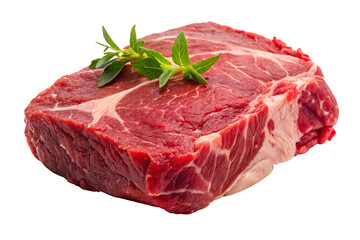 Raw beef steak close-up, isolated on a transparent background.