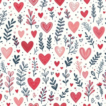 AI generated illustration of a vibrant pattern of hearts for wallpapers
