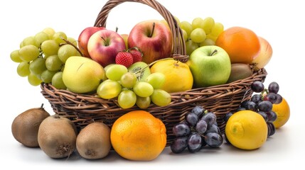 Naklejka na ściany i meble a fruits basket, appetizing, isolated on white background 