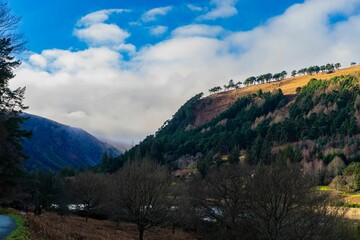 Historic site Glendalough at sunset