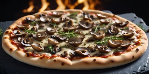 pizza with mushrooms 