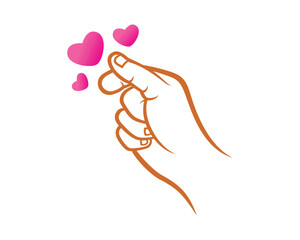 Korean Love Hand Sign Top View Illustration