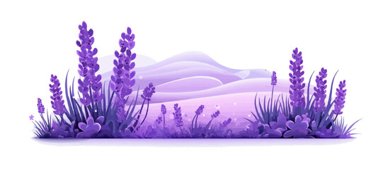 Fototapeta na wymiar A blooming lavender field vector simple 3d smooth isolated illustration