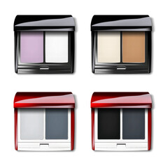 Compact make-up powder or eyeshadow palette color vector mockup. Make-up product package. Open square cosmetic case top view. Easy to recolor