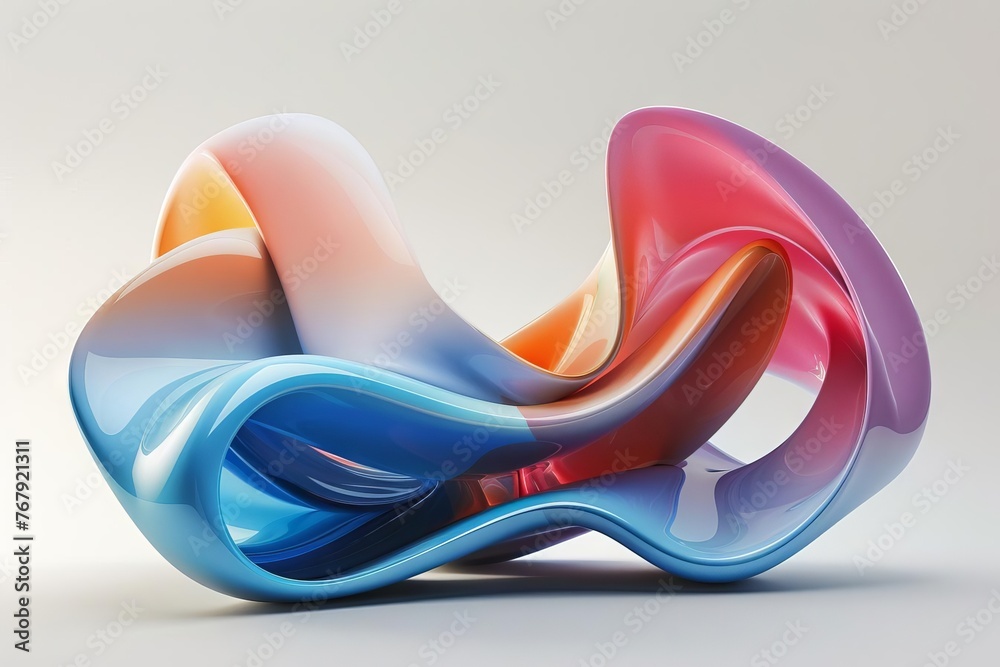 Wall mural abstract 3d render of colorful futuristic shapes, dynamic composition