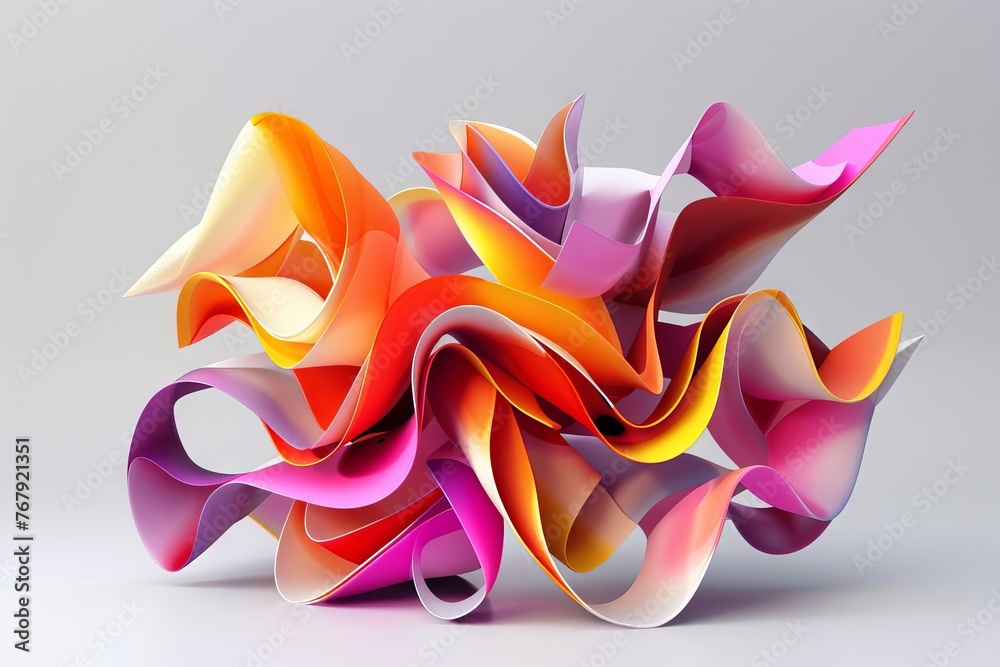 Wall mural abstract 3d render of colorful futuristic shapes, dynamic composition