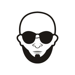 Bald Man Face  beard and mustache with Black glasses face icon vector illustration template design