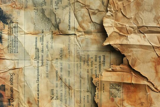Aged, worn newspaper texture background with vintage grunge effect, abstract photo