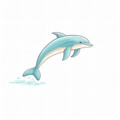 Obraz premium Adorable dolphin calf leaping with joy against a stark white background capturing the essence of marine life
