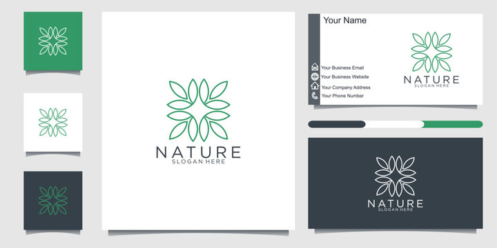  flower logo design. beauty salons, decorations, boutiques, spas, yoga, cosmetic and skin care products. premium business card