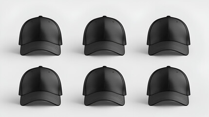 Cap mockup set Isolated realistic black baseball cap, generative Ai - obrazy, fototapety, plakaty