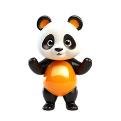 Obraz premium 3d rendering of cartoon panda on Isolated transparent background png. generated with AI