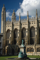 Side view of Chapel of King's College, constituent college of University of Cambridge, England, UK