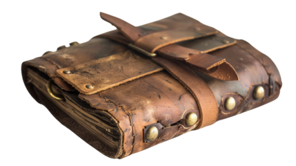A brass-riveted leather journal, waiting to be filled with adventures and discoveries 